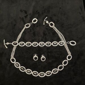 Elegant Silver and Black Jewelry Set